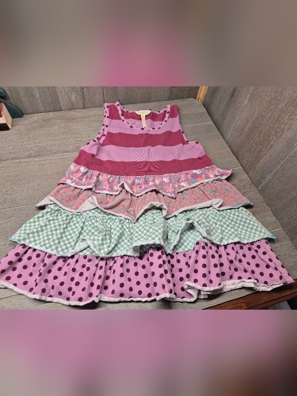 Matilda Jane Oh Dear Ruffles Tunic Tank Once Upon A Time Dots Stripes (Size 10)